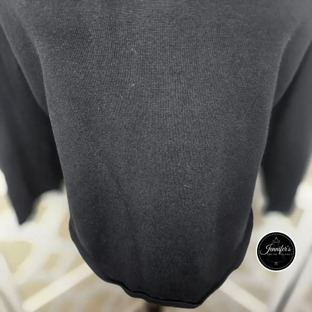 Axcess (Liz Claiborne) Black Front Button Keyhole 3/4 Sleeve Sweater Size Large